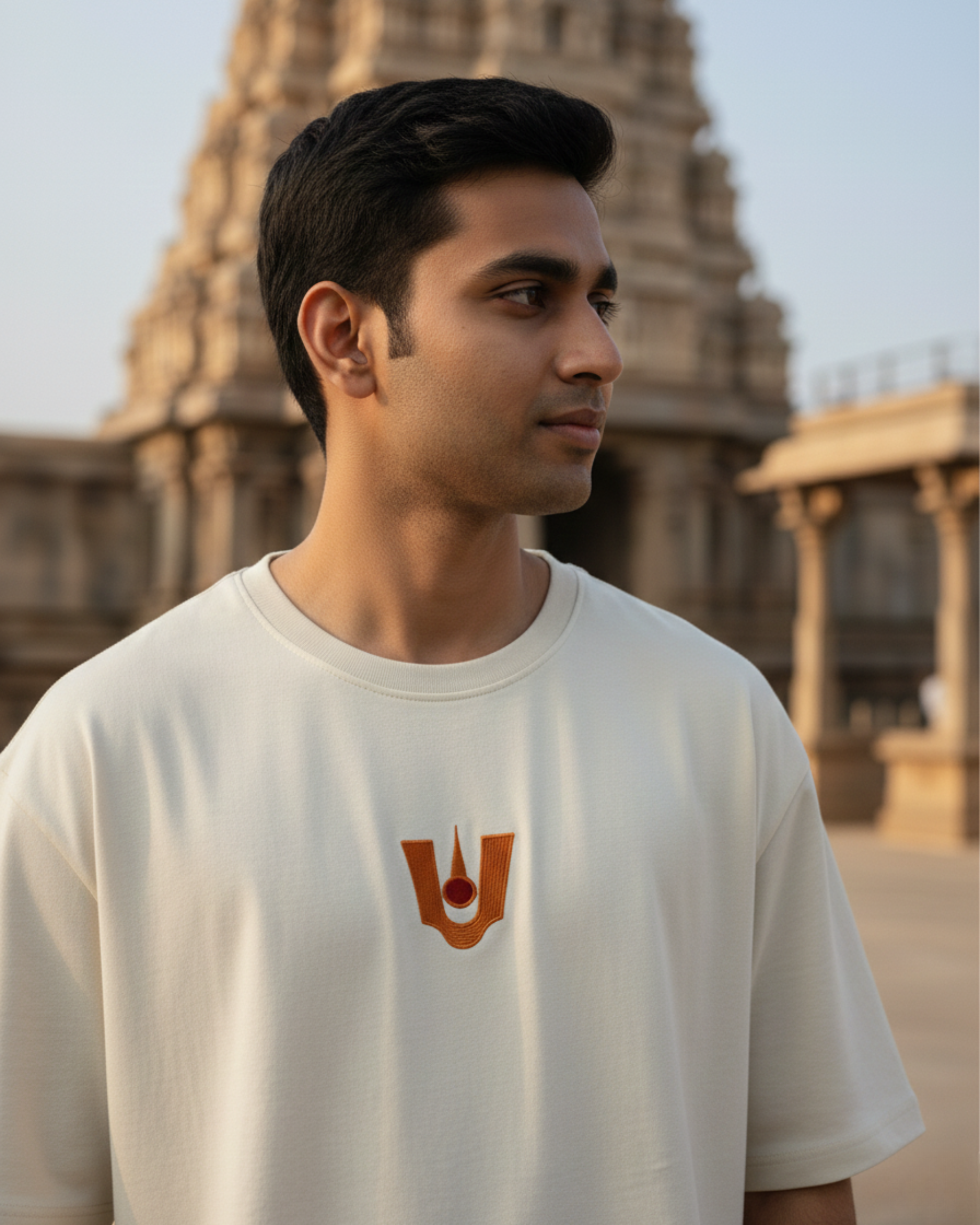 Anjaneya Tilak Embroidered Oversized Unisex Tee - Image 2