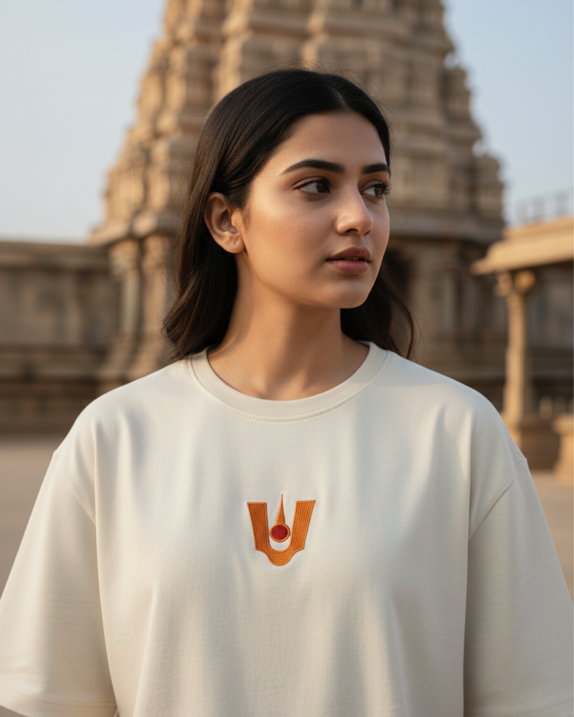 Anjaneya Tilak Embroidered Oversized Unisex Tee - Image 3