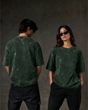 Bottle Green Acid Wash Oversized Unisex T-Shirt