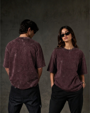 Maroon Acid Wash Oversized Unisex T-Shirt