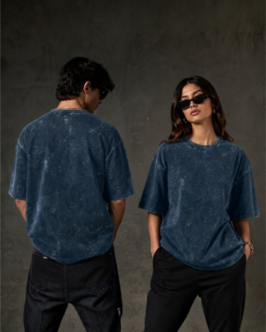 Navy Blue Acid Wash Oversized Unisex T-Shirt