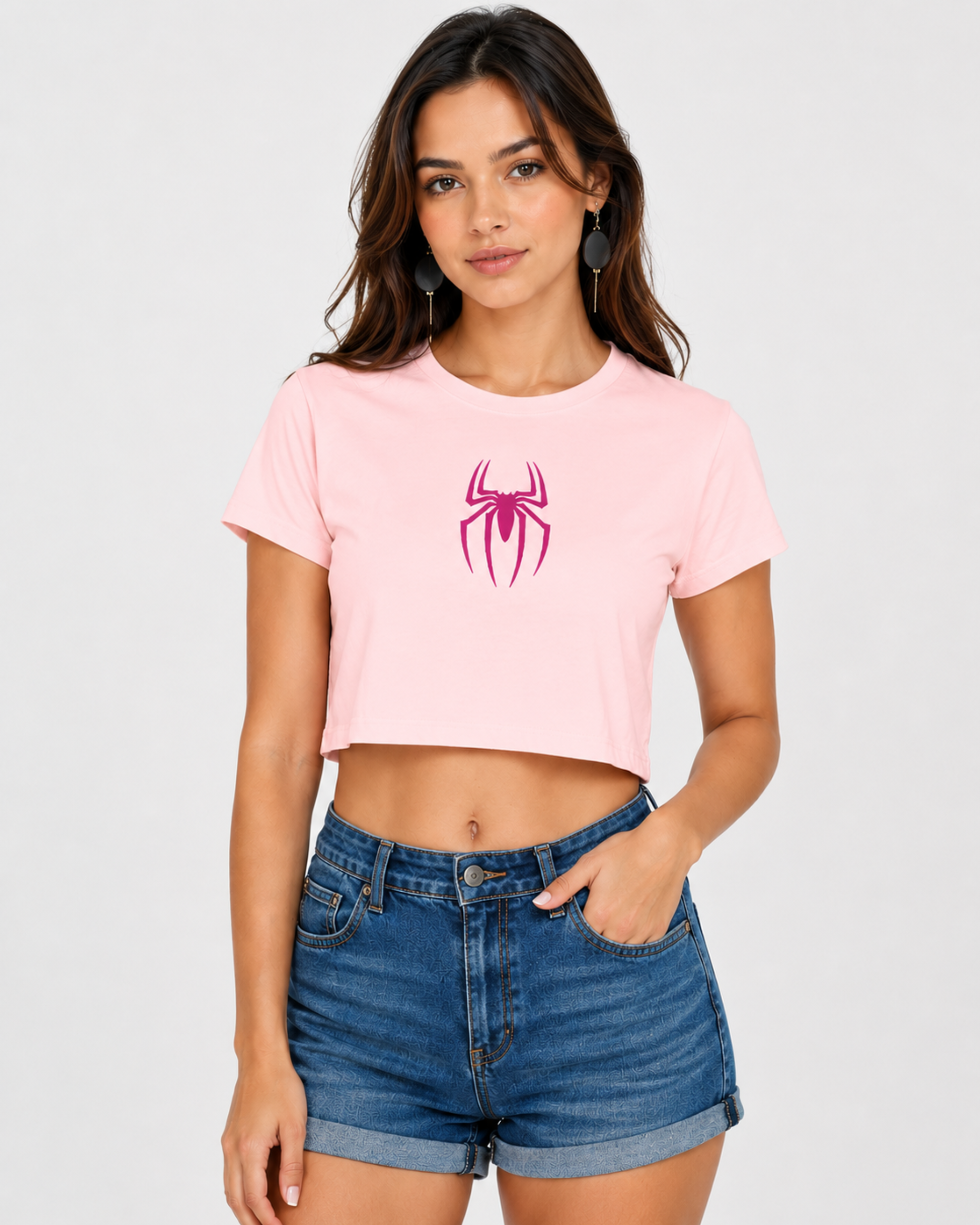 Spider Icon Crop Top for Women | Premium Cotton Graphic Crop Tee - Image 4